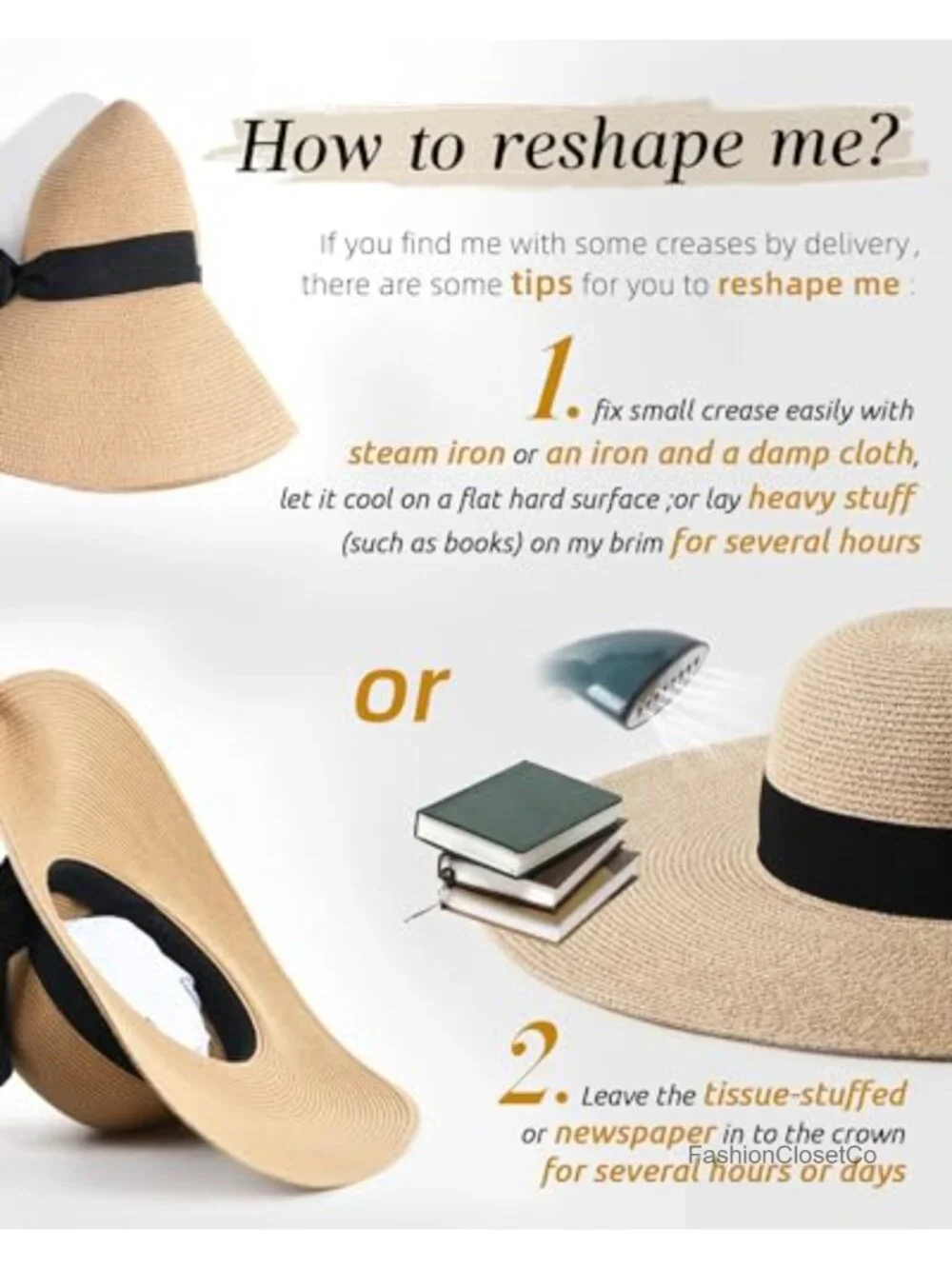 Womens Sun Straw Hat Wide Brim Foldable Packable Floppy Beach Hat